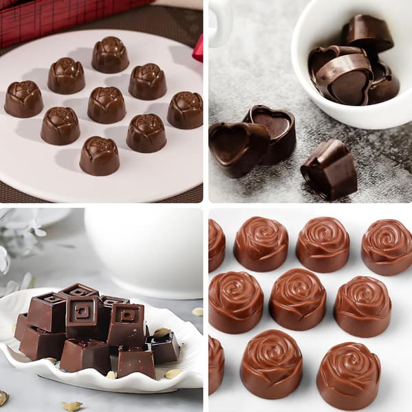 4 Stykker Silikone Chokoladeforme, Brun 15 Hulrum Mini Slikforme Non-stick Bageforme til Isterninger, Gelé, Fedtbomber