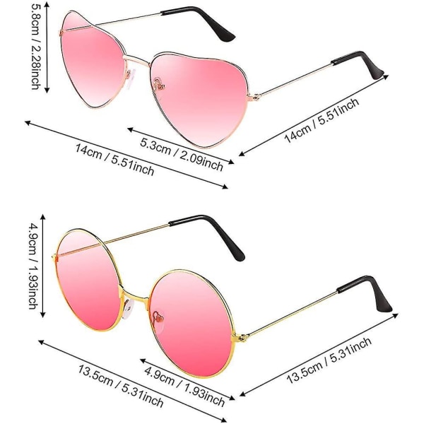 2 par rosa hippie solbriller retro hippie stil solbriller Hippie kostyme