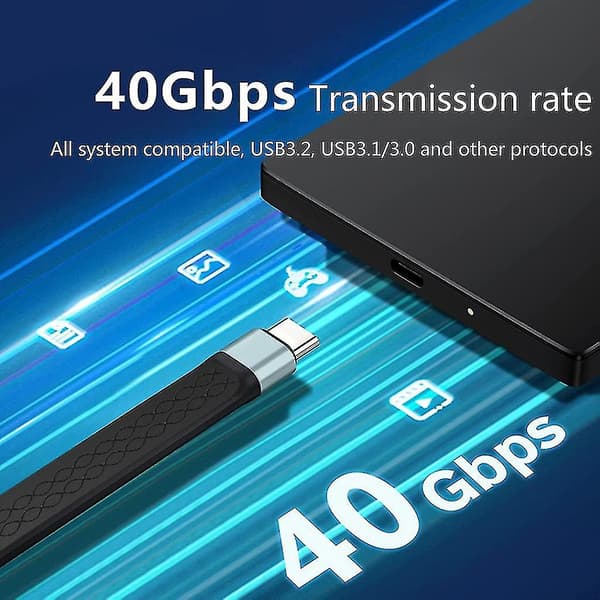 Kort USB C-kabel 40 gbps dataoverførsel Pd hurtigopladning USB C til USB C-kabel