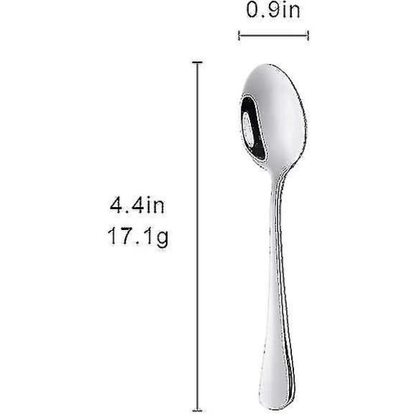 Sæt med 12 rustfrie stålske til dessert - 11 cm - sølv