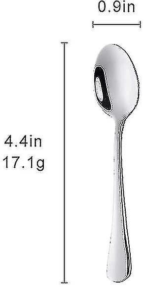 Set med 12 rostfria kaffeskedar för dessert - 11 cm - silver