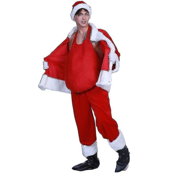 Hauska unisex Joulupukki Fake Belly Christmas Stage Show Props, punainen