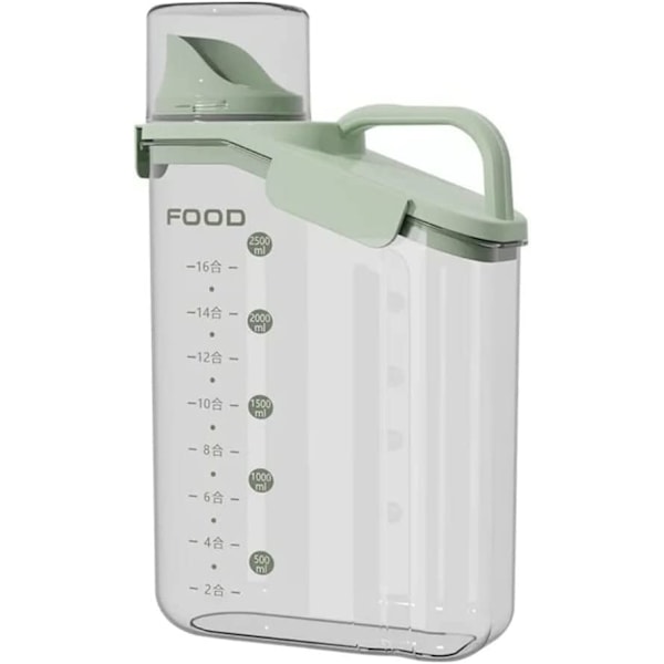 Lufttett matbeholder, risdispenser, frokostblanding, 2,8 kg bøtte med lokk og målebeger (grønn)