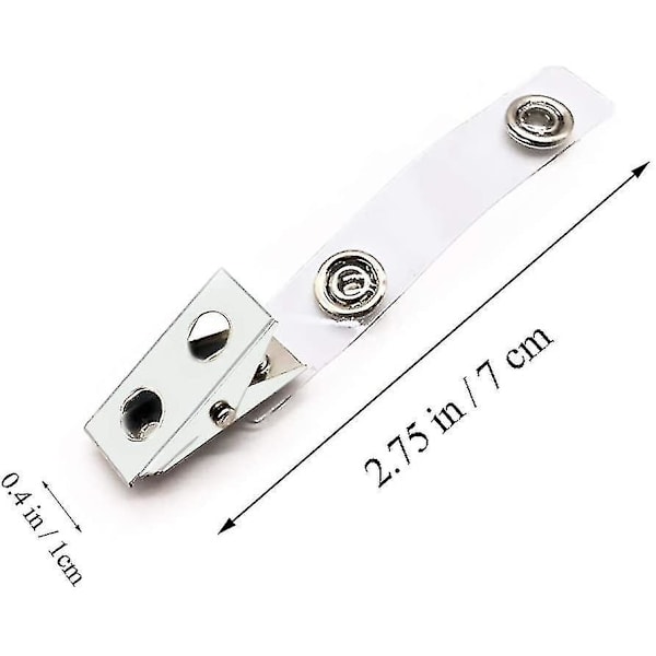 100 stk Premium Metall Badgeklips med Klare PVC-Stropper for ID-kort, Badgeholdere, Navneskilt, Arbeidsbadges