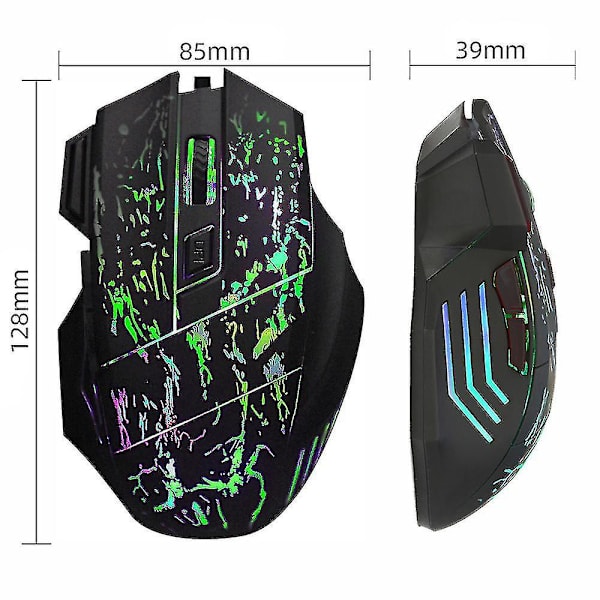 Wekity Gamingmus med sju knappar, 5-växlad justerbar DPI, flytande vattensprucken form, lysande trådbunden mus, ergonomisk