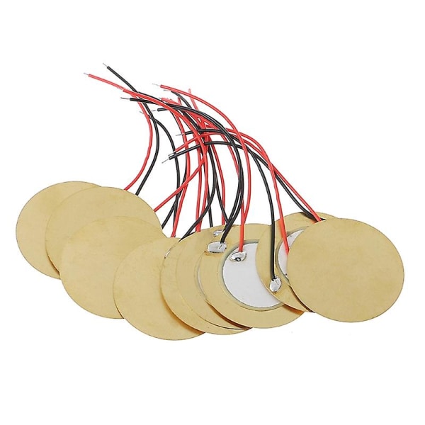 10 stk 35mm Piezo-elementer Summer Buzzer Sensor Trigger Trommeskive + Kobbertråd