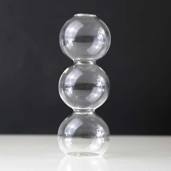 Vase i flere størrelser Vase glasflasker gennemsigtige tre bolde i vind ornament Grey 17