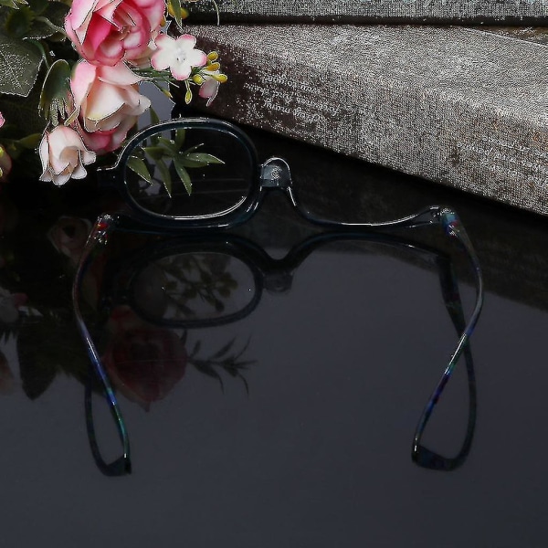 Kvinnors smink läsglasögon Roterbar vippsminkad glasögon Presbyopic +1,00 till +4,0-storlek,färg400blå