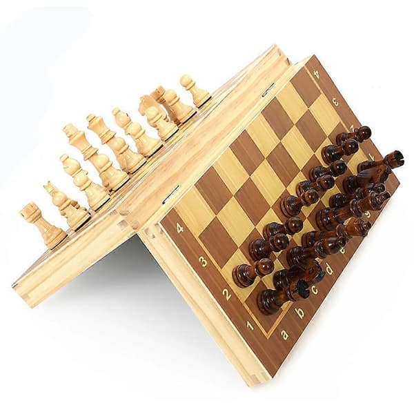 Trä Schack Vikbart Magnetiskt Logg Schack Trä Vikbart Schackset Spel Schackbräde Festival Barnpresent