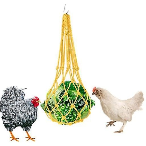Kylling grønnsakssnørepose Fjærfefruktholder Kyllingkålmater Godbitfôringsverktøy med krok til høner Kyllinghusleketøy til høne Gåsand