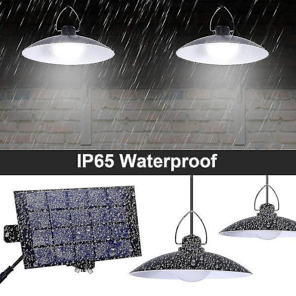 Solcellslampa för utomhusbruk, vattentät LED-lampa med fjärrkontroll - storlek, färg 1 Solpanel med 2 lampor, varmvit