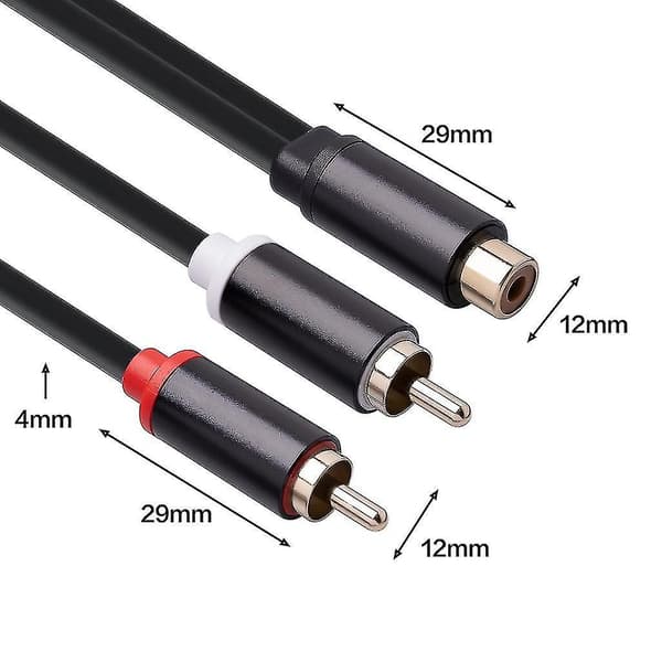 Rca-kabel 2 Rca-han til 1 Rca-hun adapter lydkabel Aux-kabel