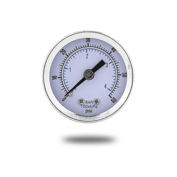 Manometer, 0-60 Psi 0-4 Bar 1/8\" Bspt-gevind Vand