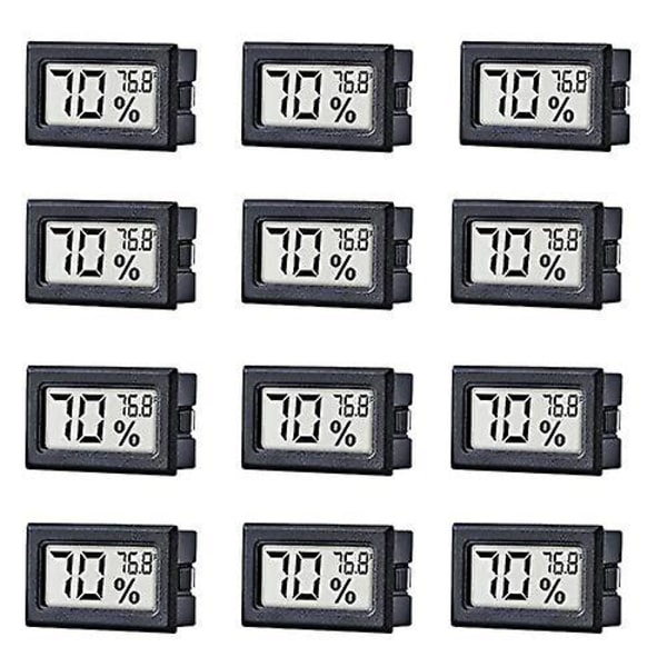 12 Pack Mini Small Digital Elektronisk Temperatur Luftfugtighedsmåler Indendørs Termometer Hygrometer Lcd Display Fahrenheit () Til Humidorer, Greenhou