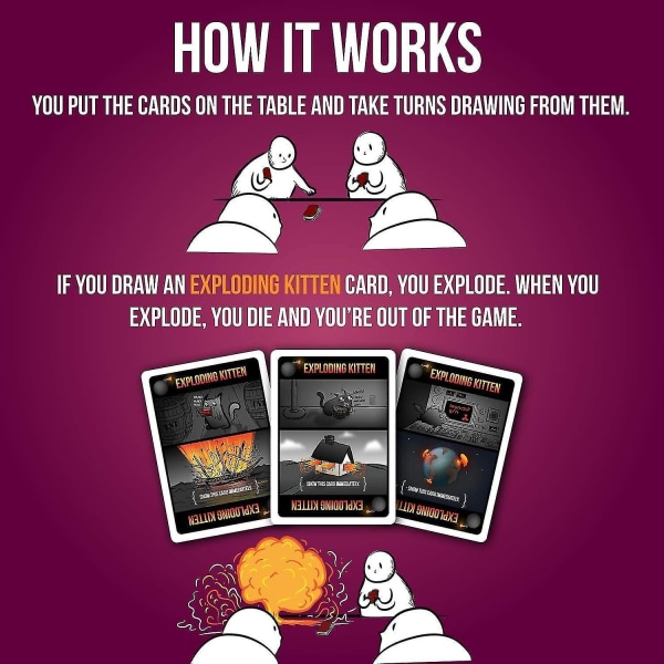 Exploding Kittens Party - Venäläinen ruletti -korttipeli, helppo perheystävällinen peli