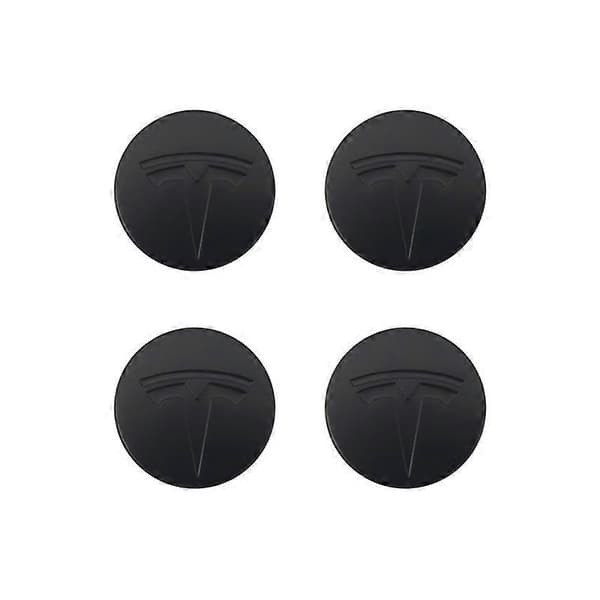 Passer til Tesla Model 3 hjulkapsel center logo - sort sølv logo (fire stk)