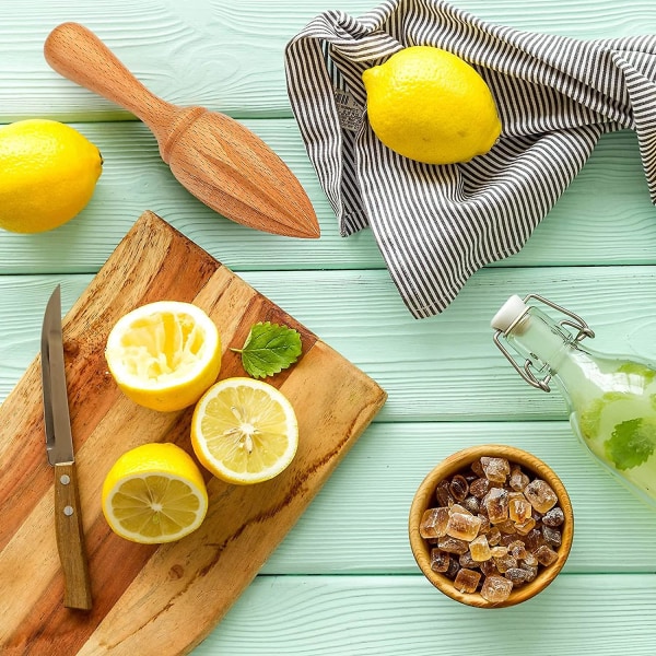 2 stk. træ citruspresser citron håndpresser bøg træ håndholdt citruspresser nem at holde køkken juicepresser værktøj manuel appelsin lime citron juice presser
