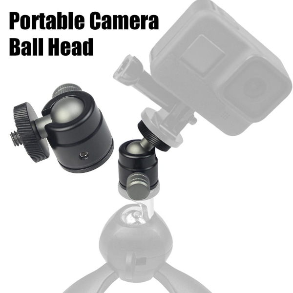 Mini kulled för GoPro för Osmo 360 graders roterbar aluminiumlegering 1/4 skruv LED videoljus mobiltelefon DSLR kamera monopod stativhuvudfäste adapter