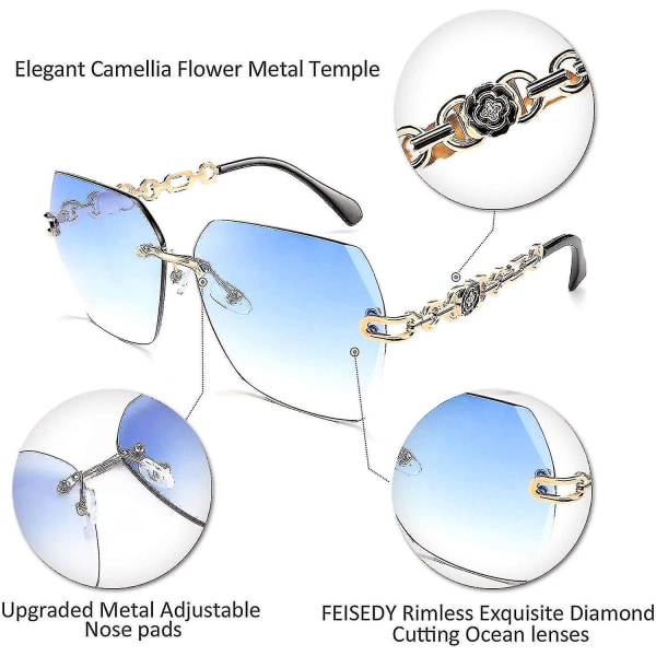 Indfattede solbriller Kvinder Metal Stel Skæring Solbriller