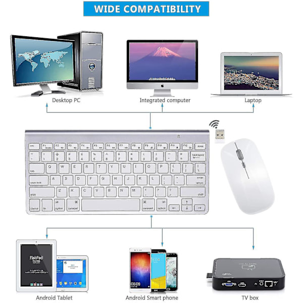 Langaton näppäimistö ja hiiri Apple Imac Windowsille tai Androidille (2,4 g langaton)
