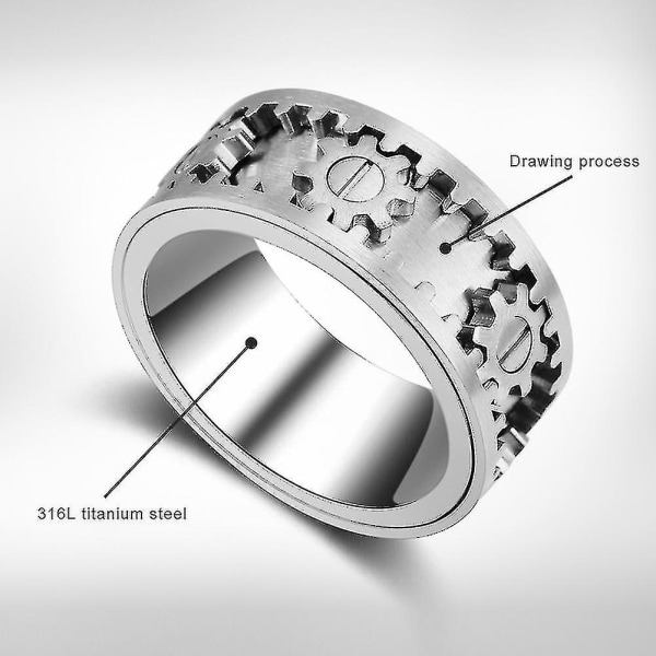 Roterende Gear Ring Rustfrit Stål Maskiner Vind Designer Dekompression Ring 11