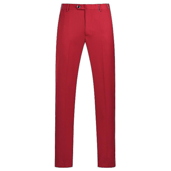 Herrkostym Business Casual 3-delar Kostym Blazer Byxor Väst 9 Färger Z Red S