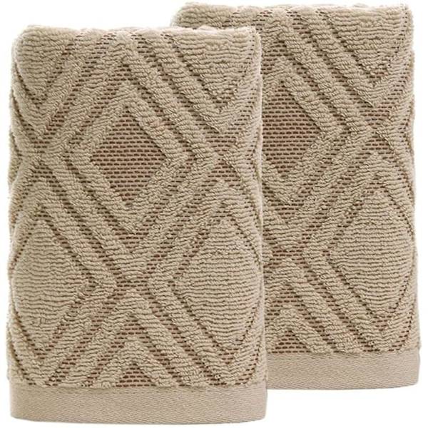 Handduksset med 2 diamantmönstrade handdukar 100 % bomull absorberande mjuka dekorativa badhanddukar 13,4x29,5 tum