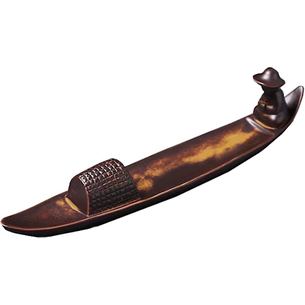 Røgelsebrænderholder, Moderne Røgelse Askefanger Røgelse Pindeholder, Bådformet Røgelsebrænder, Til Diske Meditationsrum Yoga Hjemmekontor (brun)