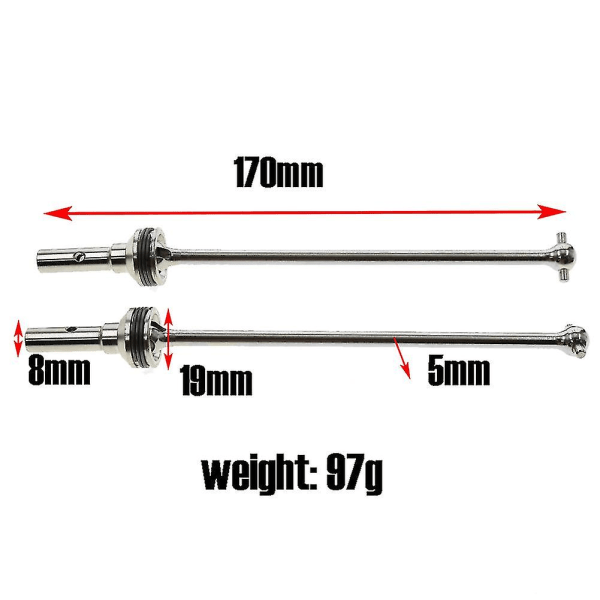 2 st metallstål fram- och bakre drivaxel CVD för 1/8 Sledge Rc biluppgraderingar delar tillbehör,si