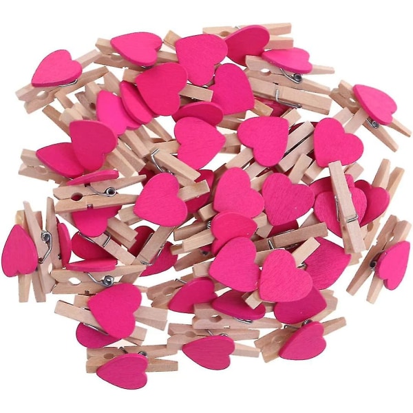 50 stk Mini træclips tøjklemmer Håndværksclips med hjerter til bryllupsfest Valentinsdag dekoration