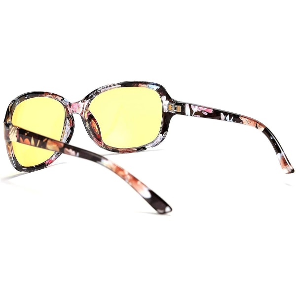 Klassiske Kvinders Natbriller Kørende Anti Refleks Wrap Around Gule Solbriller C1