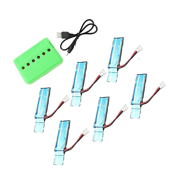 6st 3,7v 520mah 30c Uppgraderad -po Batteri Med Usb Laddare För Xk K110 K110s V930 V977 Rc Helikopter