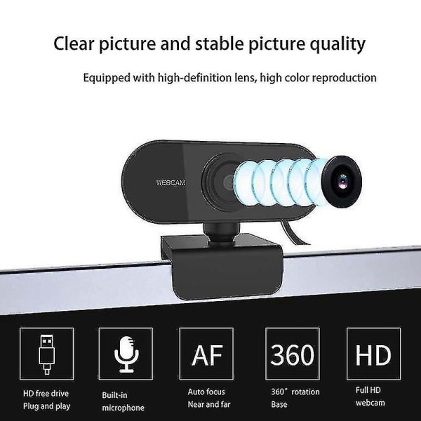 1080p Webkamera Med Mikrofon Cmos Usb Drive Gratis Autofokus Full Hd