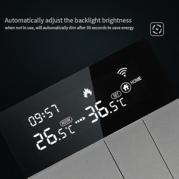 I8hga Tuya Wifi -älykäs lämpötilan säädin termostaatti Taustavalon kirkkaus Automaattinen säätö Koti Poissa -tila Matkapuhelinsovellus Kaukosäätimet