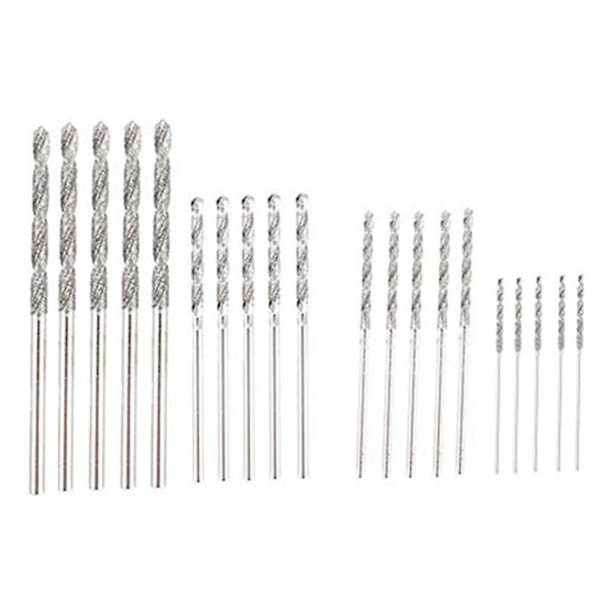 Timanttiporanteräsarja 20 kpl 4 kokoa 1mm 1,5mm 2mm 2,5mm Kierteinen kärki Korut Ranta Merilasi Kuori
