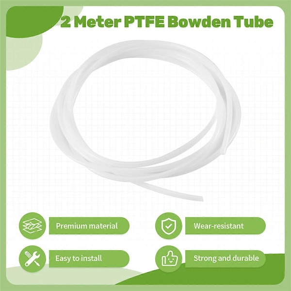2 Meter PTFE-slang (4,0 mm ytterdiameter/2,0 mm innerdiameter) 1,75 mm filament för 3D-skrivare
