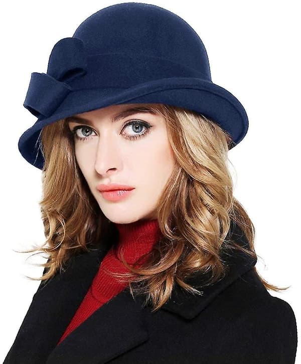 Damer Solid Farve Vinterhat 100% Uld Cloche Spand med Sløjfe Accent