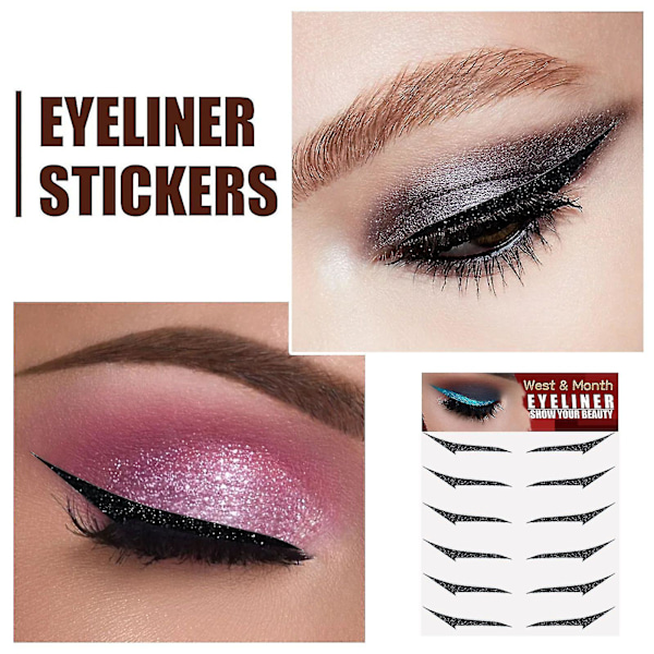 Itsekiinnittyvä eyeliner-tarra, kaksoisluomitarra, lavastemeikki, silmämeikkit pegatinas, musta, teräväkärkinen