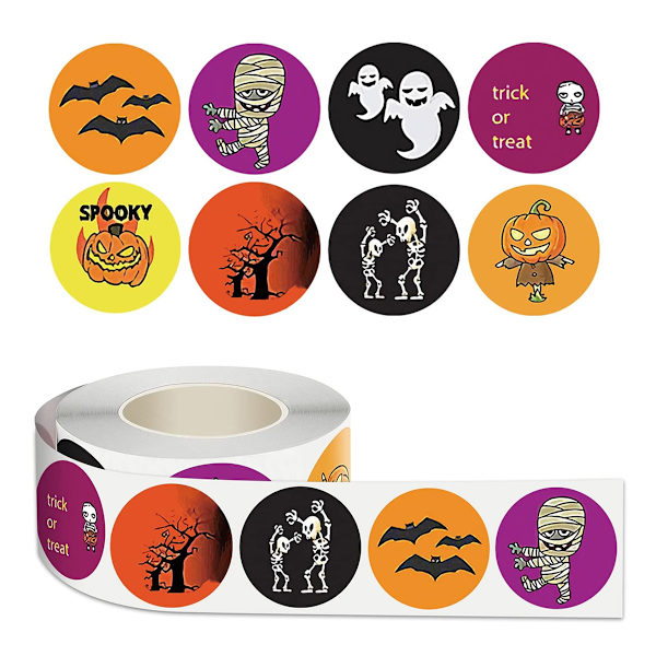 500 st Halloween-klistermärken för barn, godispåseklistermärken, runda självhäftande semesterklistermärken Style-1