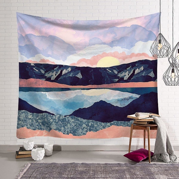 Sunset Wall Tapestry Forest Mountain Psykedeelinen luonto maisema Kodinsisustus 71