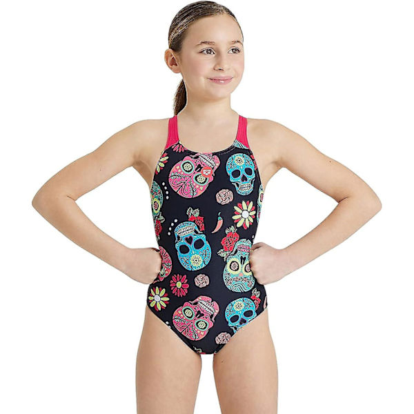 Flickans G Crazy Skulls Carnival Jr Swim Pro Back One Piece On