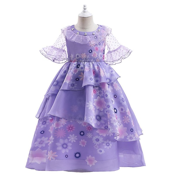 Encanto Isabela Princess Cosplay Kostym Flickor Volang Tutu Klänning Fest Bal Klänning Purple 150cm