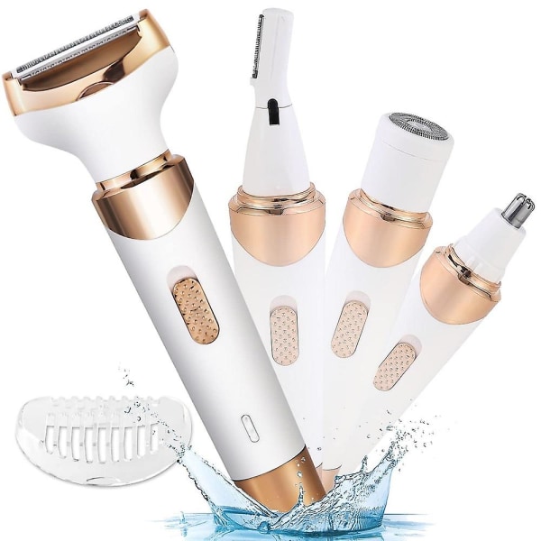 Women Electric Epilator Painless Hair Shaver Trimmer For Eyebrow Bikini Nose Facial Removal Clipper 4 In 1 Set