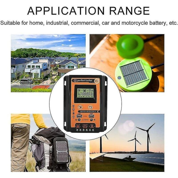 MPPT solcelleladningsregulator 12V/24V 30A dobbelt LCD-panel batteriregulator (30A) til solcellecontroller