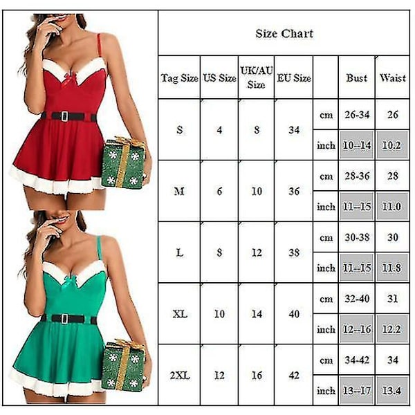 Kvinnors julklänning för vuxna, sexig kostym, fru Claus cosplay, fest, jul, miniklänningar Green M