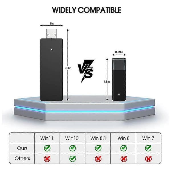 Trådløs spiladapter til én controller til Windows 7/8/8.1/10/11 spiltilbehør
