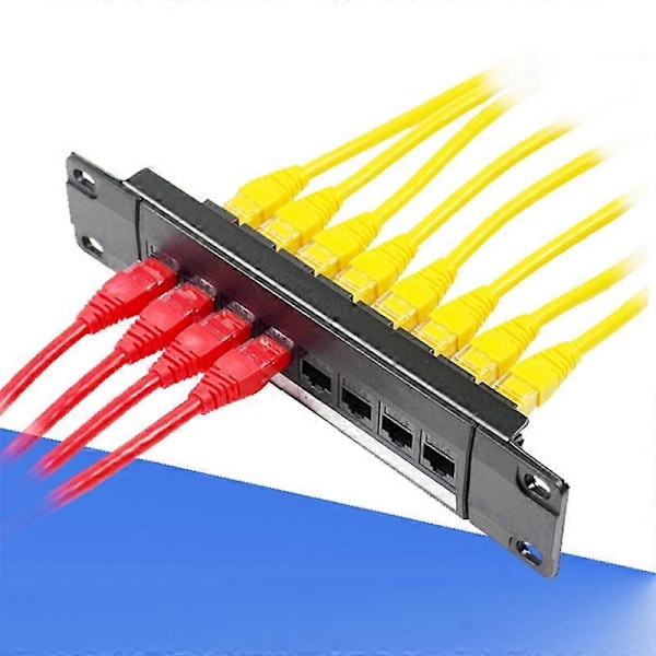 8 Port Rett-Gjennom CAT6 Patch Panel RJ45 Nettverkskabel Adapter Jack Ethernet Distribusjonsramme