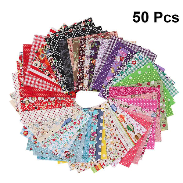 50 stk. Stofflapper til barn, systoff, patchworkstoff, stofflapper til håndverk, blomsterstoff, bomullsstoff