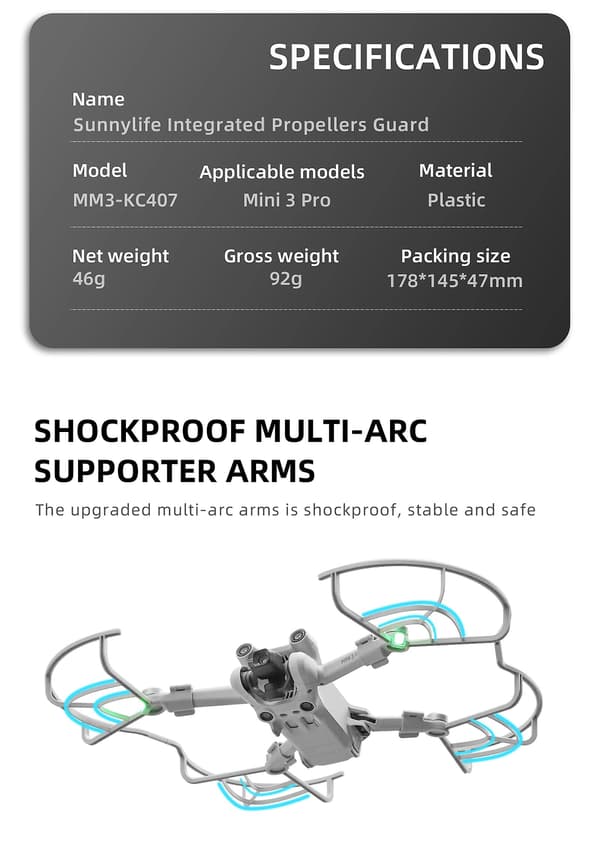 Integrerad propellerskydd för Dji Mini 3 Pro Drone Propelle