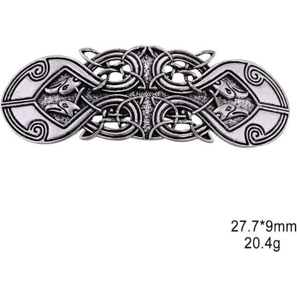 Metal keltisk hårklemme retro Odins ravn hårnål håndlavet fjederklemme hår smykker bryllup brud hår tilbehør kvinder（Sølv） 1